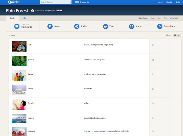 Quizlet for Vocabulary Practice 3