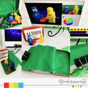 altoids tin as mini green screen with space lego mini figures